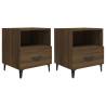 Elegant Brown Oak Bedside Cabinets - Set of 2 | HipoMarket