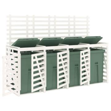 Quadruple Wheelie Bin Storage - White Solid Pine Wood