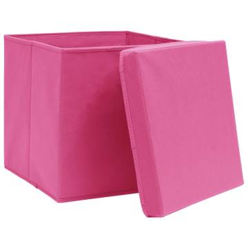 Stylish Pink Storage Boxes with Covers - 4 pcs - 28x28x28 cm