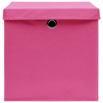 Stylish Pink Storage Boxes with Covers - 4 pcs - 28x28x28 cm