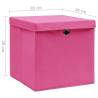 Stylish Pink Storage Boxes with Covers - 4 pcs - 28x28x28 cm