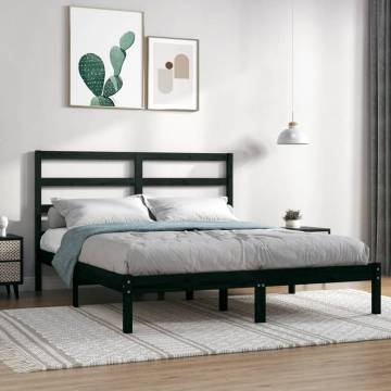 Black Solid Wood Bed Frame 140x200 cm - Modern Design