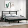 Bed Frame Black Solid Wood Pine 140x200 cm Colour black Size 140 x 200 cm 