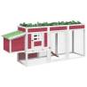 Chicken Coop Red - Solid Pine Wood 204x50x84 cm | HipoMarket