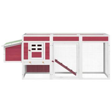 Chicken Coop Red - Solid Pine Wood 204x50x84 cm | HipoMarket