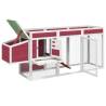 Chicken Coop Red - Solid Pine Wood 204x50x84 cm | HipoMarket