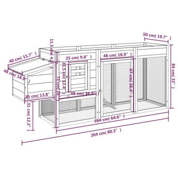 Chicken Coop Red - Solid Pine Wood 204x50x84 cm | HipoMarket