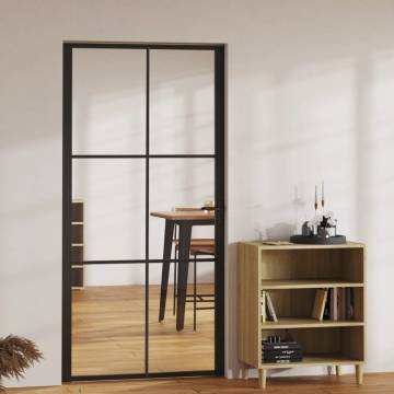 Stylish Black Interior Door with ESG Glass & Aluminium Frame