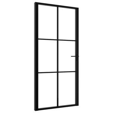 Stylish Black Interior Door with ESG Glass & Aluminium Frame