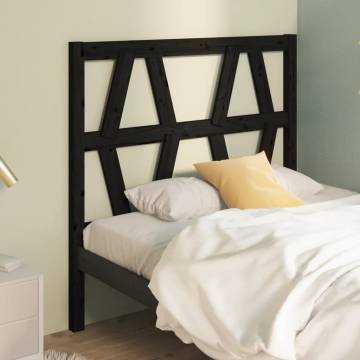 Stylish Black Bed Headboard - Solid Pine Wood - 96x4x100 cm