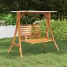 Swing Frame with Cream Roof Solid Bent Wood with Teak Finish Colour cream 