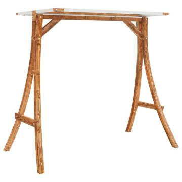 Solid Bent Wood Swing Frame with Cream Roof - Teak Finish