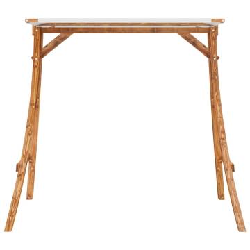 Solid Bent Wood Swing Frame with Cream Roof - Teak Finish