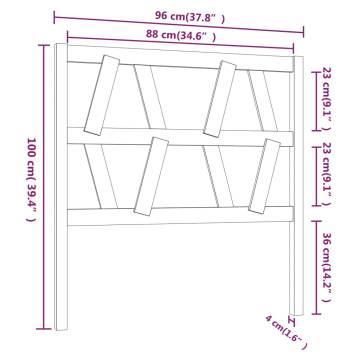 Stylish Black Bed Headboard - Solid Pine Wood - 96x4x100 cm