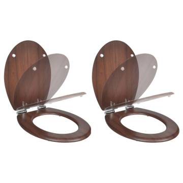 Toilet Seats with Soft Close Lids - 2 pcs MDF Brown