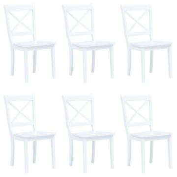 Elegant 6 pcs White Solid Rubber Wood Dining Chairs