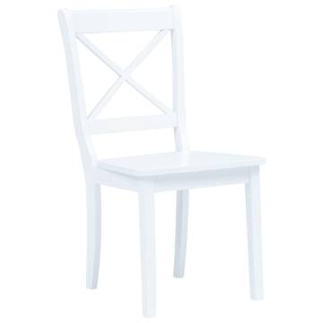 Elegant 6 pcs White Solid Rubber Wood Dining Chairs