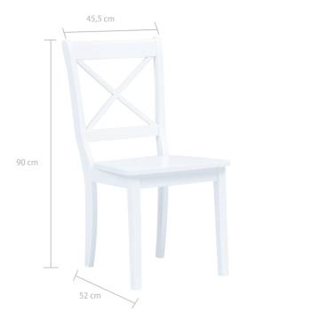 Elegant 6 pcs White Solid Rubber Wood Dining Chairs