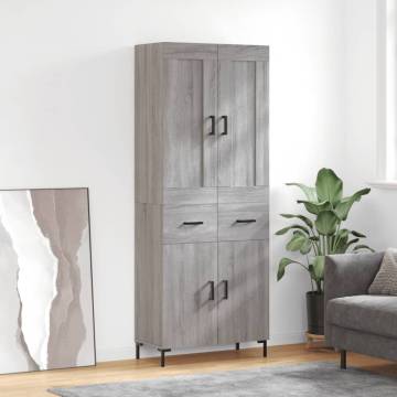 Stylish Highboard Grey Sonoma - Engineered Wood - 69.5x34x180 cm