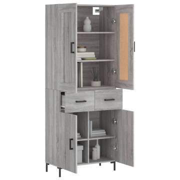 Stylish Highboard Grey Sonoma - Engineered Wood - 69.5x34x180 cm