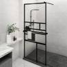 Walk-in Shower Wall with Shelf Black 100x195 cm ESG Glass&Aluminium Colour black Size 100 x 195 cm Model pattern 2 