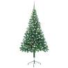 Artificial Pre-lit Christmas Tree with Ball Set 150cm 380 Branches Colour green and grey Size 150 x 70 cm Quantity in Package 1 Number of Branch Tips 