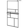 Modern Walk-in Shower Wall with Shelf - Black 100x195 cm