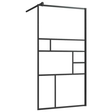 Modern Walk-in Shower Wall with Shelf - Black 100x195 cm