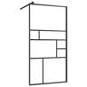 Modern Walk-in Shower Wall with Shelf - Black 100x195 cm