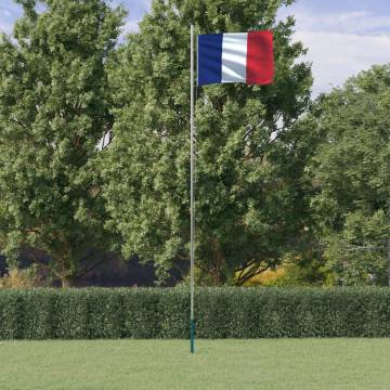 France Flag and Pole 6.23 m Aluminium - Eye-Catching National Flag Set