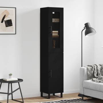 Stylish Highboard Black 34.5x34x180 cm - Durable Engineered Wood