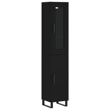 Stylish Highboard Black 34.5x34x180 cm - Durable Engineered Wood