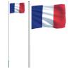 France Flag and Pole 6.23 m Aluminium - Eye-Catching National Flag Set