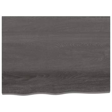 Dark Brown Solid Wood Bathroom Countertop - 80x60 cm