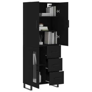 Stylish Highboard Black 69.5x34x180 cm - Engineered Wood