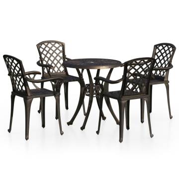 5 Piece Bistro Set - Durable Cast Aluminium Bronze