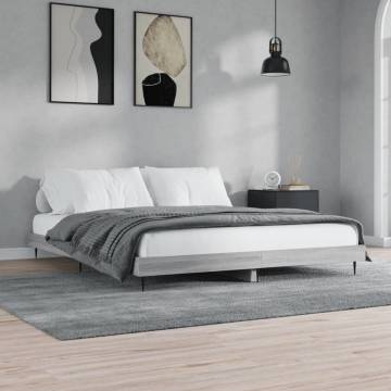 Grey Sonoma Bed Frame 140x200 cm | Durable Engineered Wood