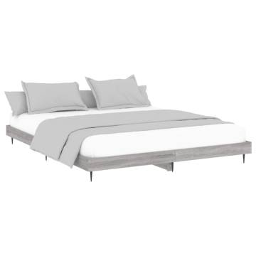 Grey Sonoma Bed Frame 140x200 cm | Durable Engineered Wood