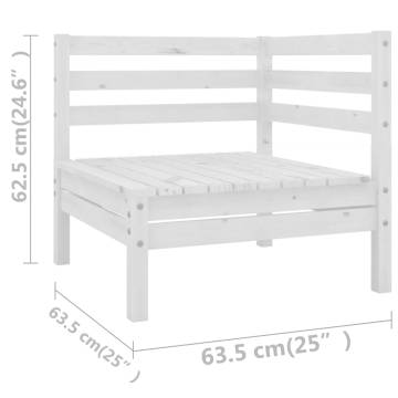 10 Piece Garden Lounge Set - Solid Pine Wood - White