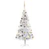 Artificial Pre-lit Christmas Tree with Ball Set Silver 180 cm PET Colour silver and gold Size 180 x 93 cm Quantity in Package 1 Number of Branch Tips 