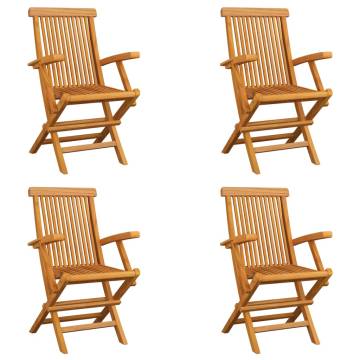 Folding Garden Chairs Set - 4 Pcs Solid Teak Wood