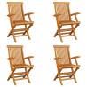 Folding Garden Chairs Set - 4 Pcs Solid Teak Wood