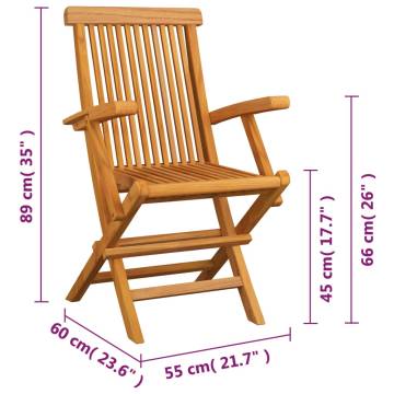 Folding Garden Chairs Set - 4 Pcs Solid Teak Wood