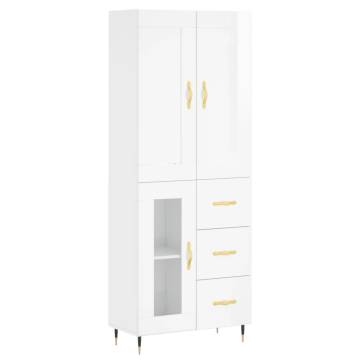 Stylish Highboard High Gloss White | 69.5x34x180 cm - Hipomarket