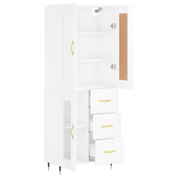 Stylish Highboard High Gloss White | 69.5x34x180 cm - Hipomarket