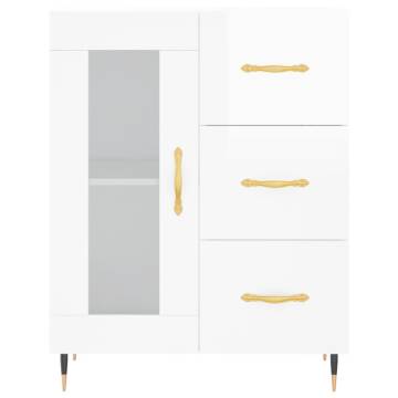 Stylish Highboard High Gloss White | 69.5x34x180 cm - Hipomarket