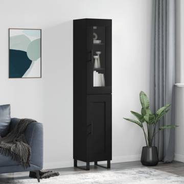 Stylish Highboard in Black - 34.5x34x180 cm | HipoMarket