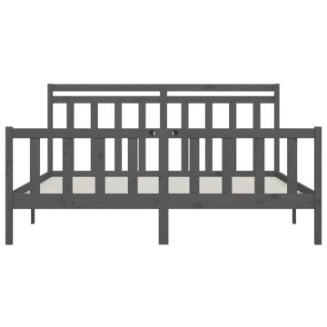 Grey Solid Wood Pine Bed Frame 200x200 cm - Hipomarket