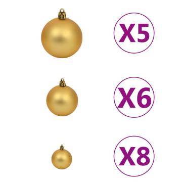 Pre-lit 180cm White Christmas Tree with Gold Ball Set | HipoMarket