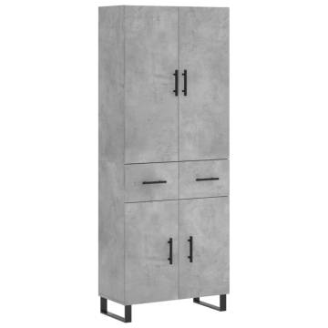 Stylish Highboard in Concrete Grey - 69.5x34x180 cm